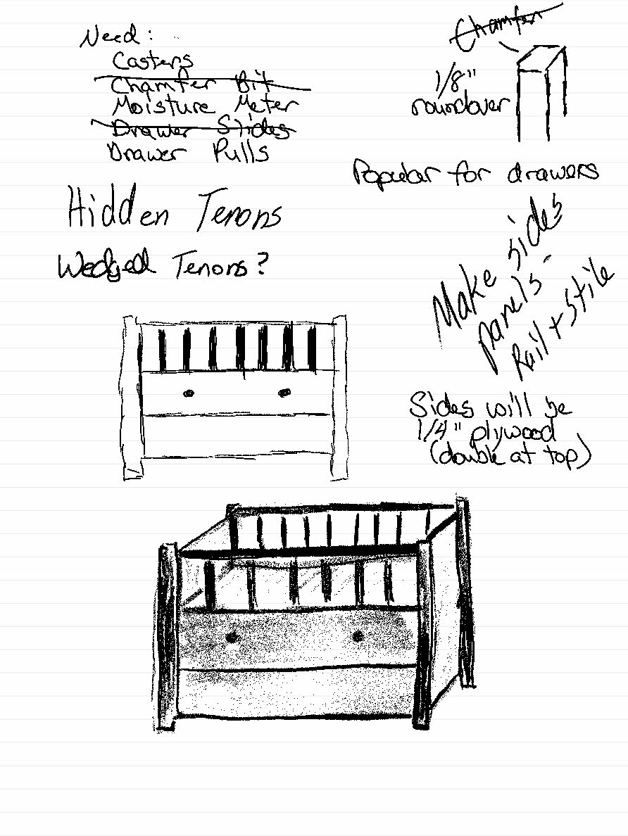 image of hand-drawn bassinette plan